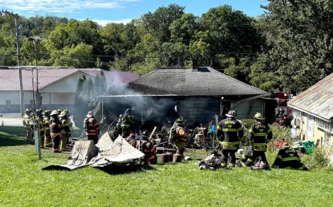 Crews battle structure fire in Claysburg
